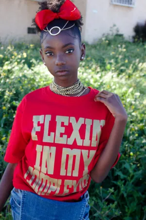 Flexin' In My Complexion Tee: Red & Gold