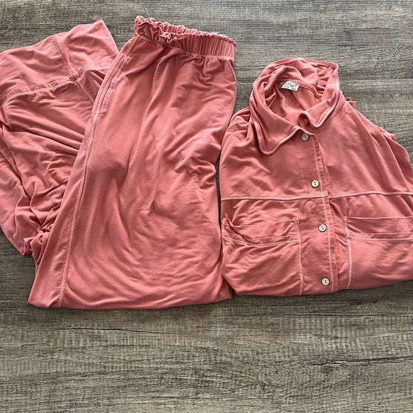 Free People Intimately Free Two Piece Pajama Set in Lipgloss - Size Small