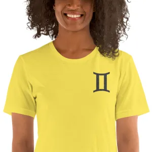 GEMINI T SHIRT - Sign Symbol Text Embroidery - Zodiac Shirt for Women