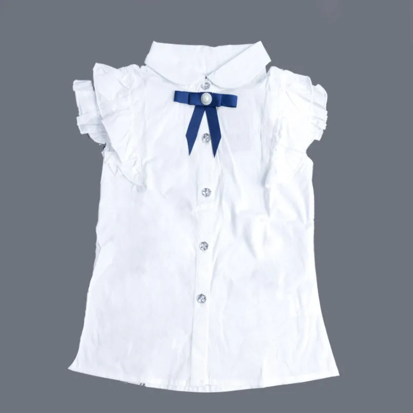 Girl Shirt Cotton Girls White Blouses High Quality Solid Teenage School Uniform Shirt Long Sleeve Spring Kids Clothes