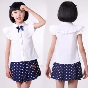 Girl Shirt Cotton Girls White Blouses High Quality Solid Teenage School Uniform Shirt Long Sleeve Spring Kids Clothes