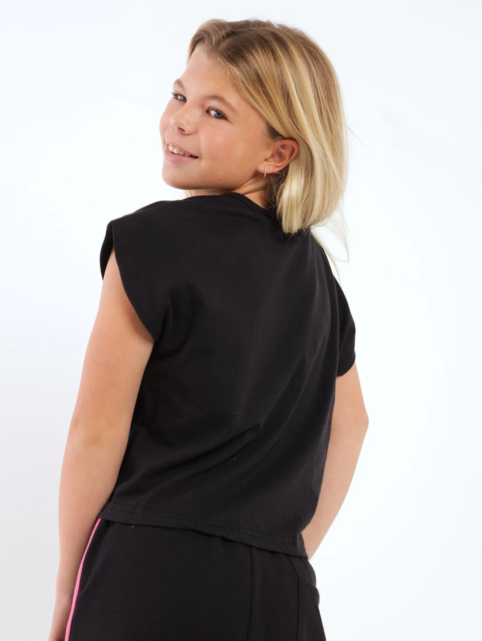 Girls Barbie Boxy Tee - Black