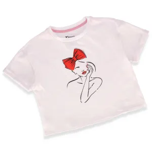 Girls Boxy Bow Tee - White