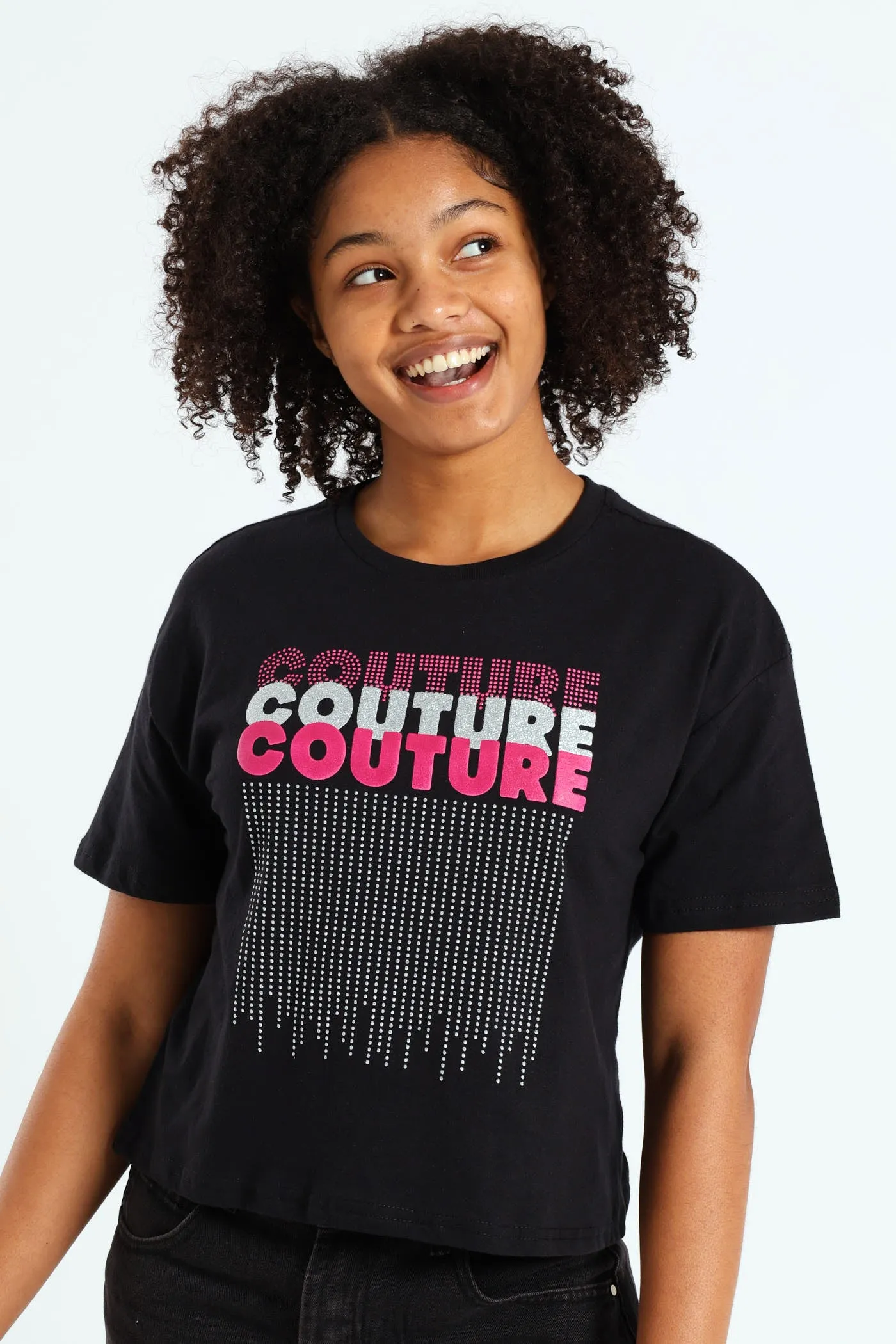 Girls Boxy Couture Tee - Black