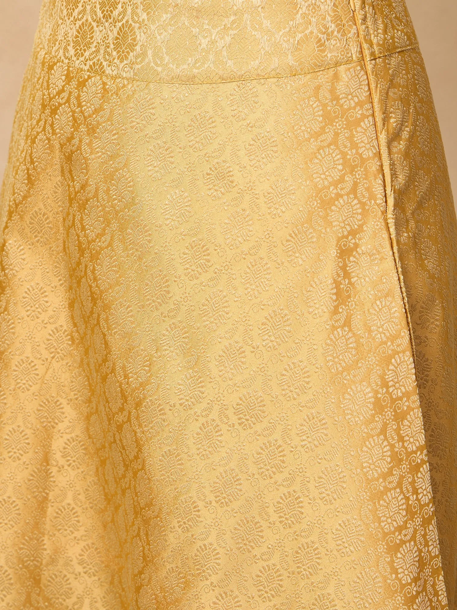 Golden Brocade Side Slit Skirt