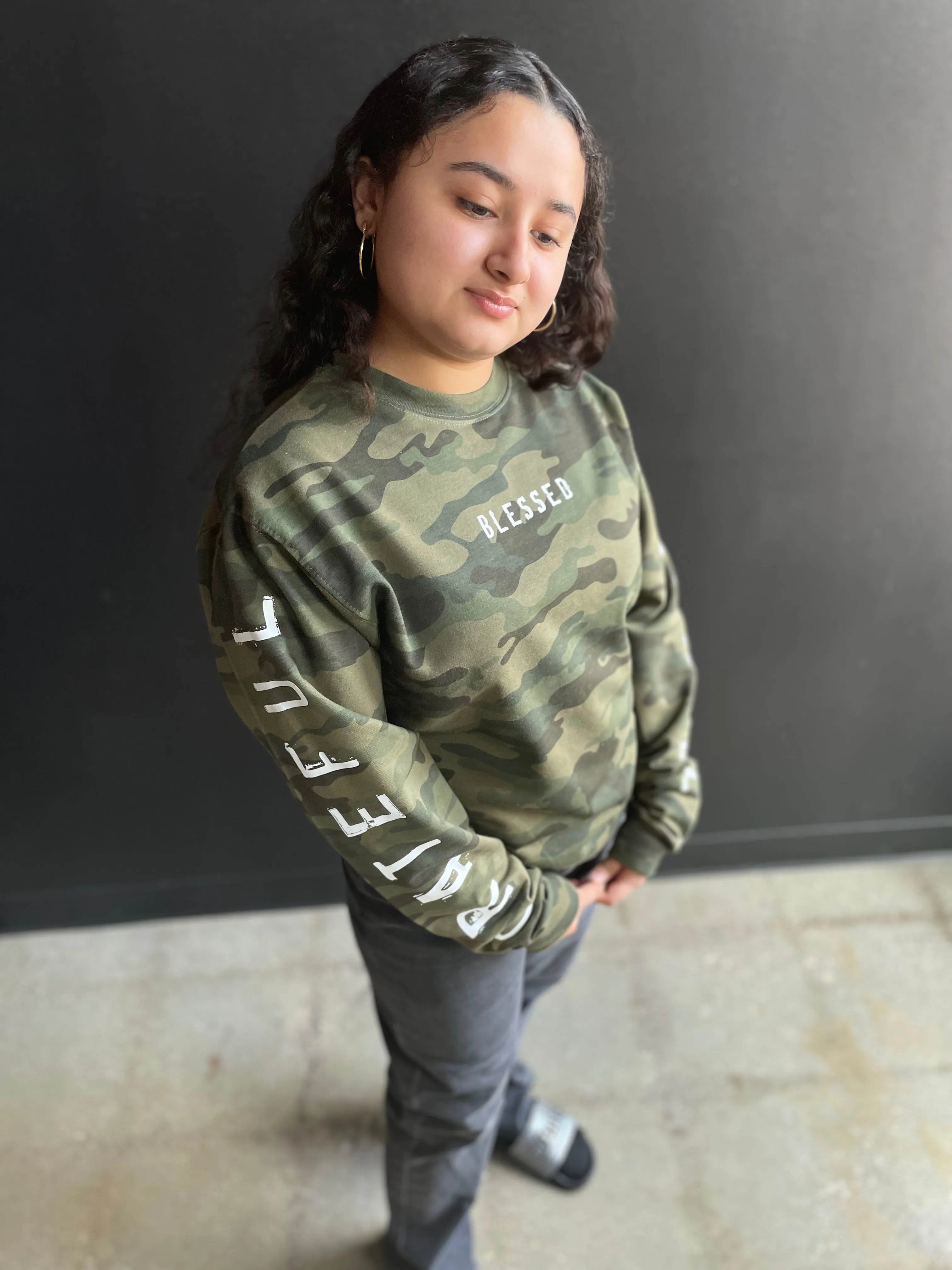 Grateful Thankful Blessed Adult Drop Shoulder Sweatshirt