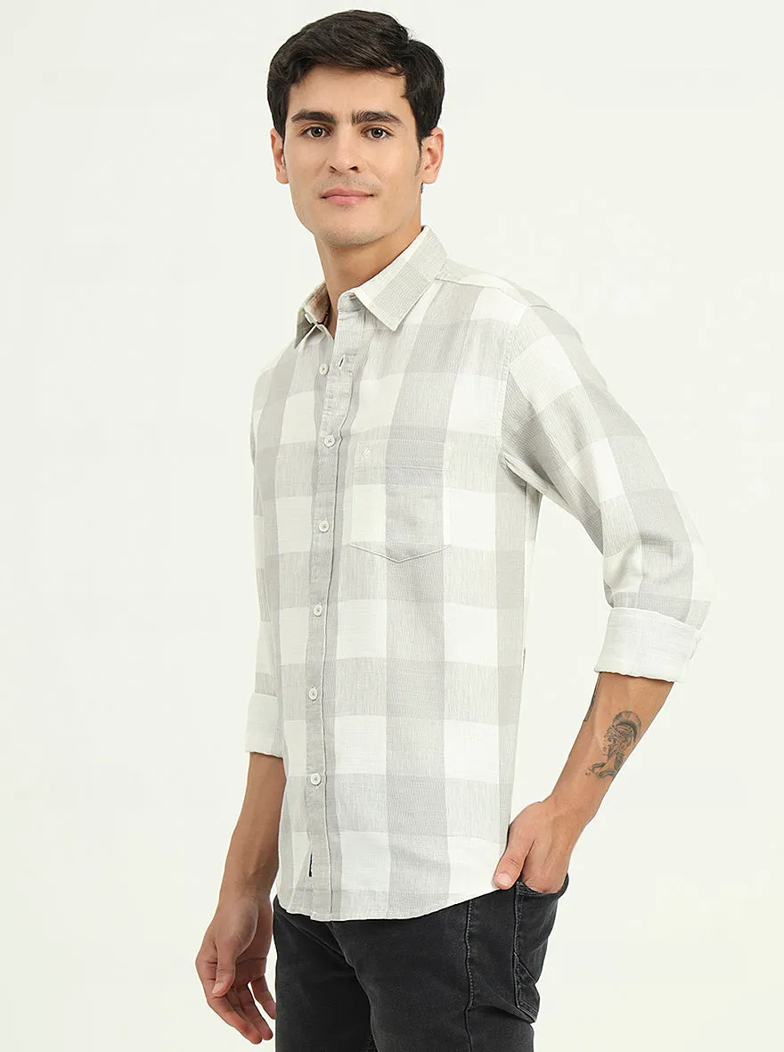 Grey Checked Slim Fit Casual Shirt | Greenfibre