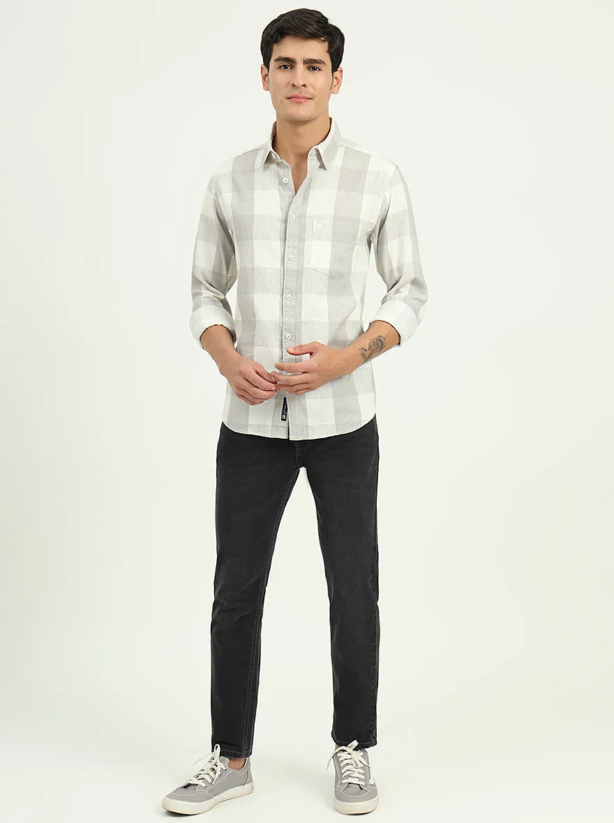 Grey Checked Slim Fit Casual Shirt | Greenfibre