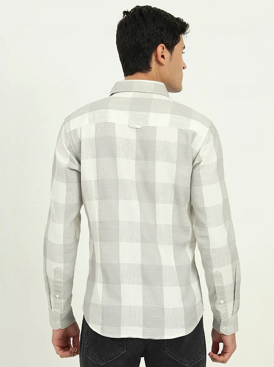 Grey Checked Slim Fit Casual Shirt | Greenfibre