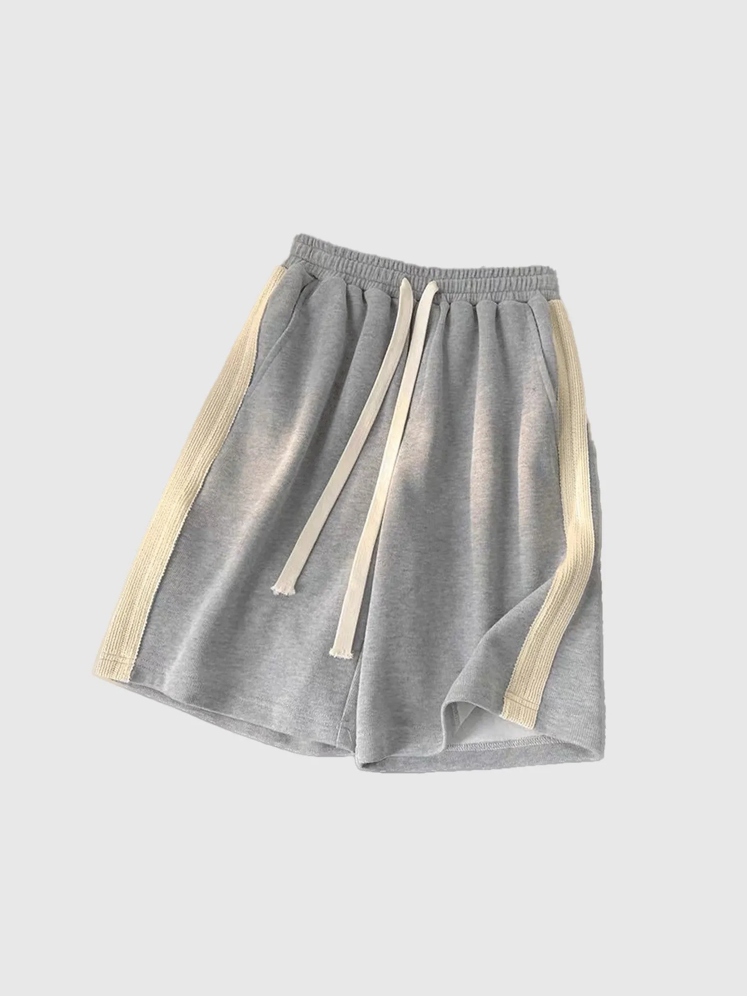 Grey Contrast Striped Lounge Shorts