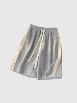 Grey Contrast Striped Lounge Shorts