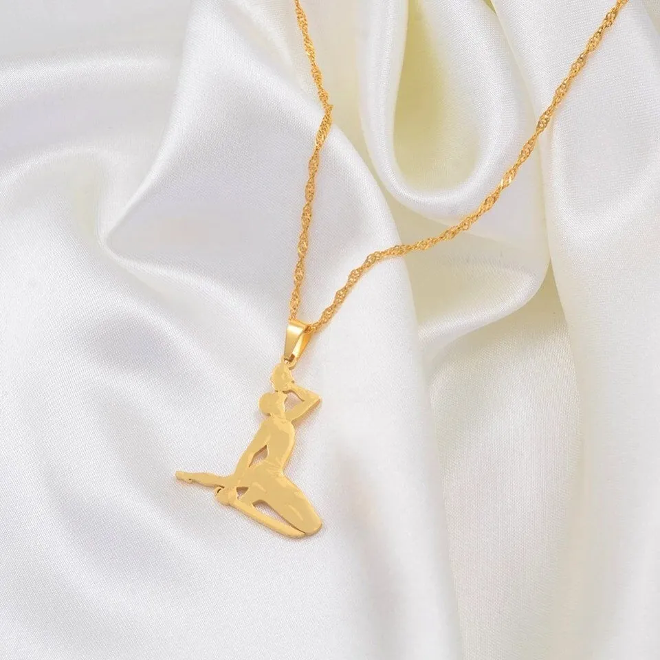 Haiti necklace , Dominican necklace Jamaican necklace , africa necklace , drinking girl necklace , haitian gift ,