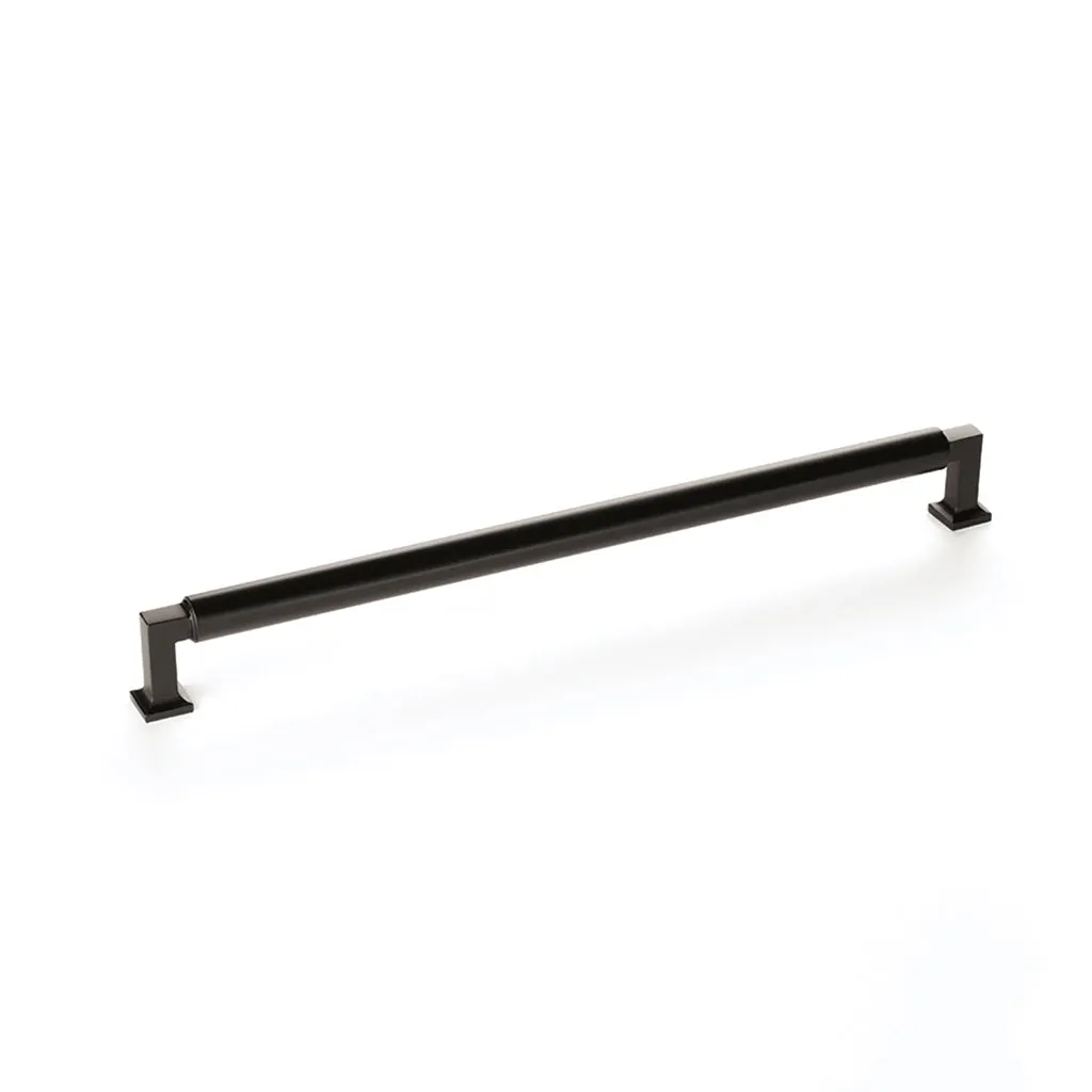 Haniburton Cabinet Pull Handle - Cabinet Mount - 12" Brass/Matt Black