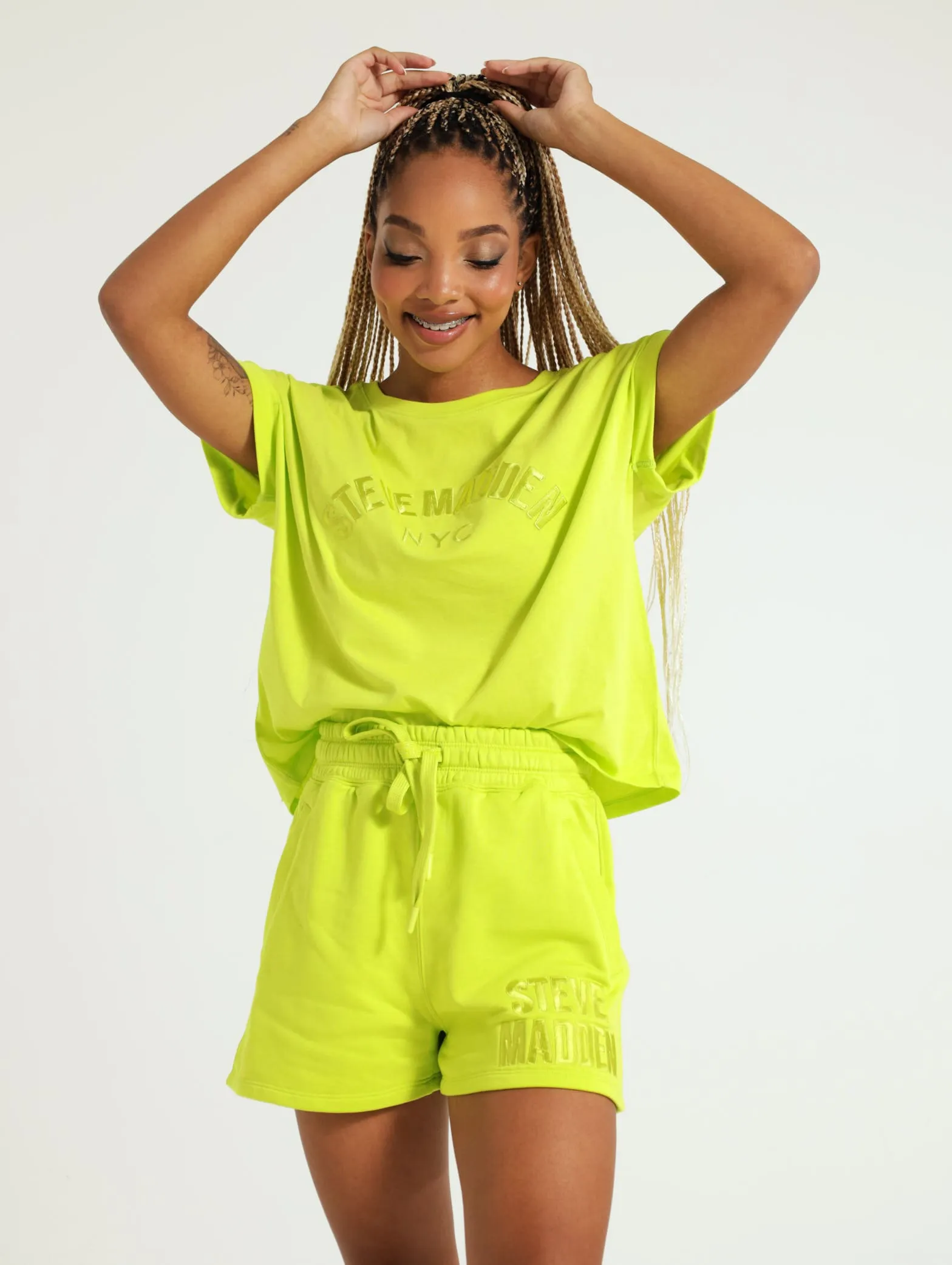 Hannah Boxy Logo Tee - Lime