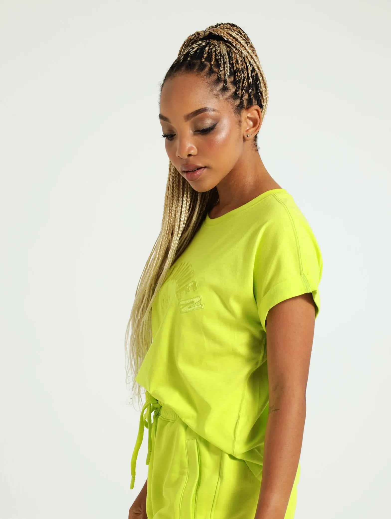 Hannah Boxy Logo Tee - Lime