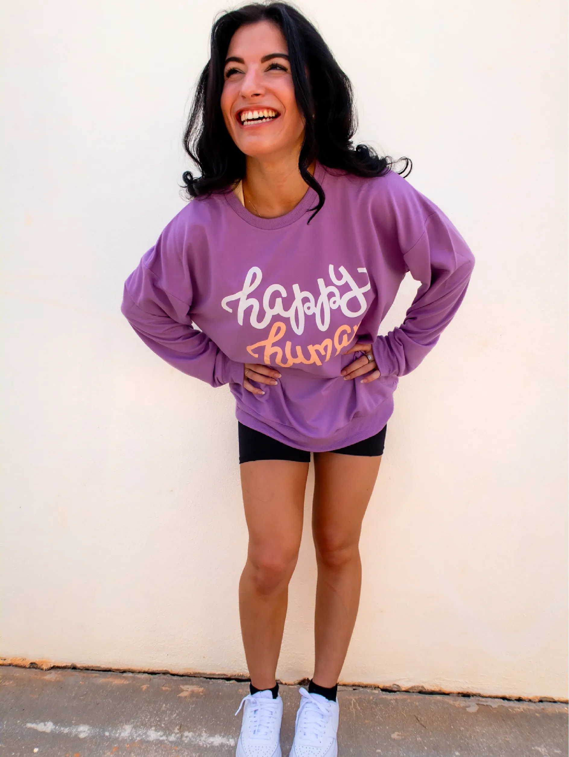 Happy Human Crewneck Sweatshirt - Purple
