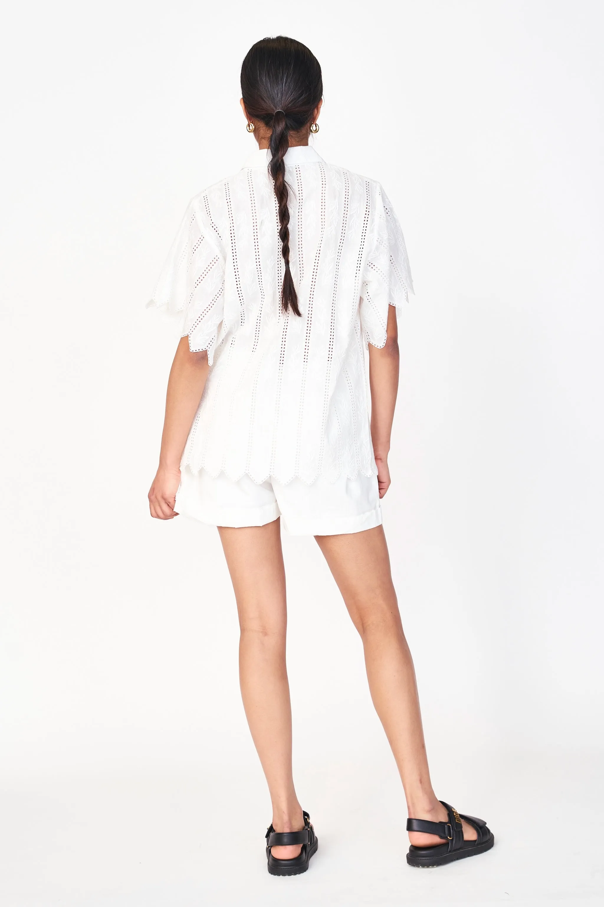 Harbour Blouse in White Vine Eyelet