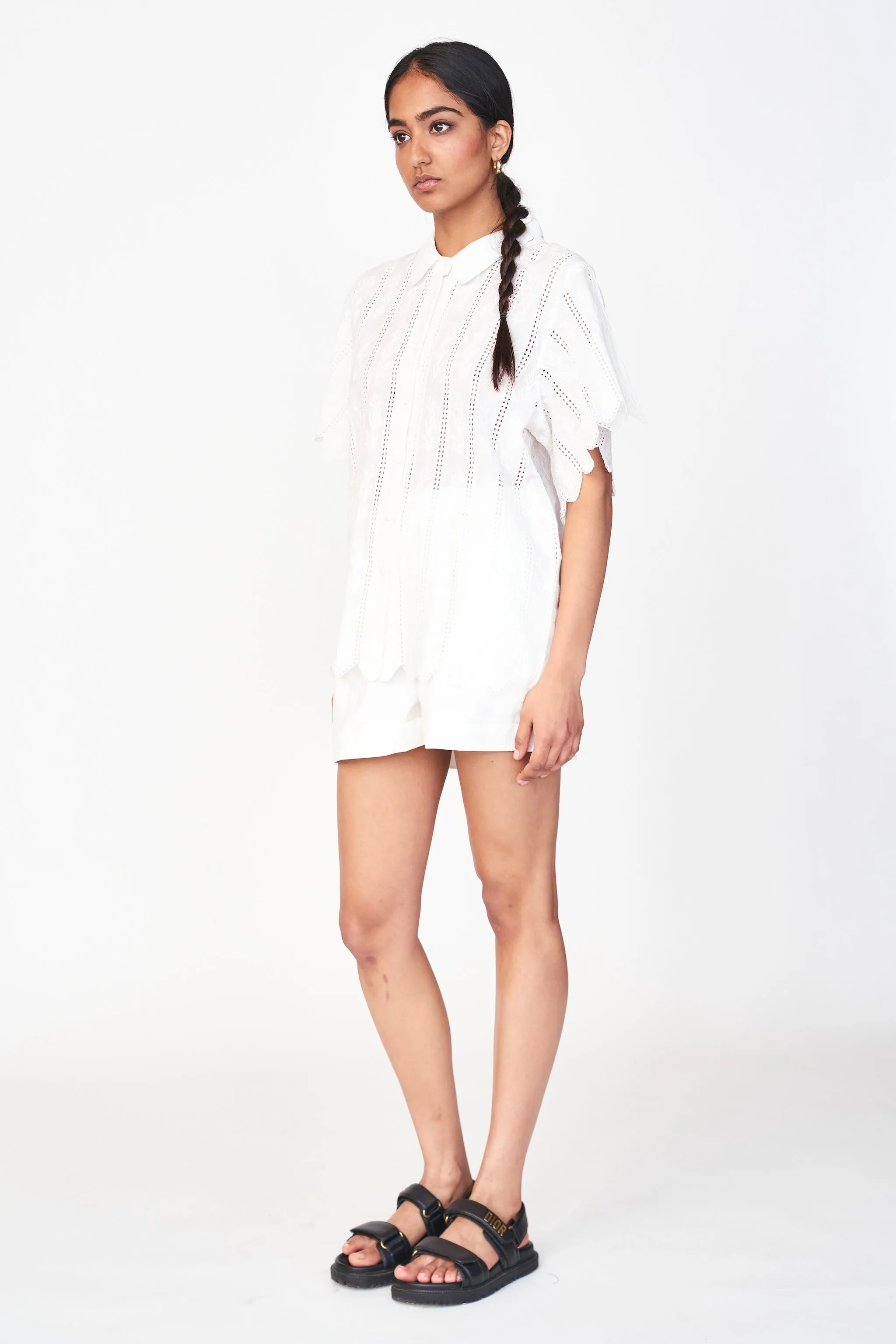 Harbour Blouse in White Vine Eyelet