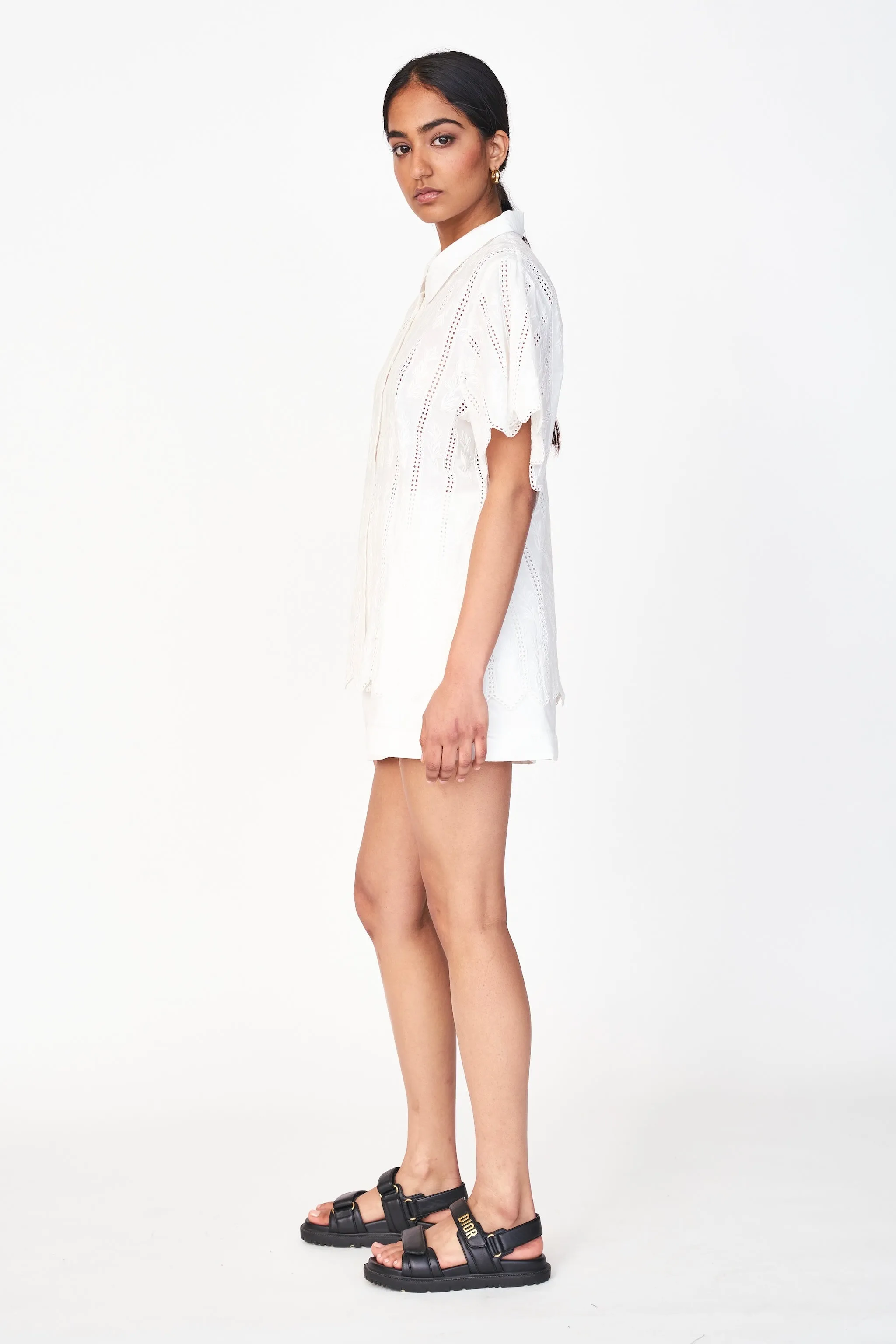 Harbour Blouse in White Vine Eyelet