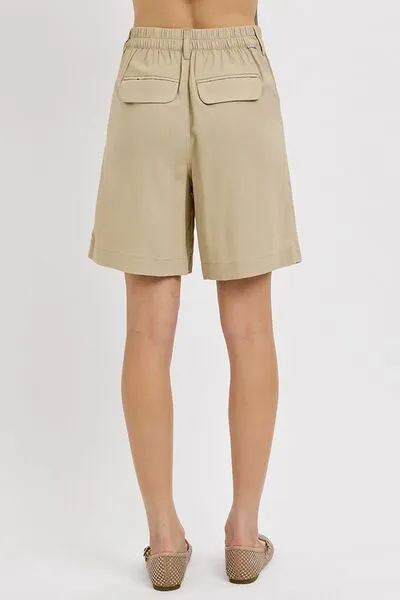 Hazel Blues® |  RISEN High Rise Pleated Front Shorts