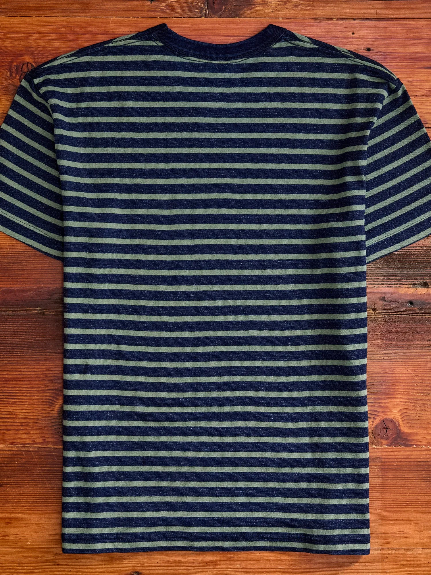 Heavyweight Striped T-shirt in Indigo x Olive