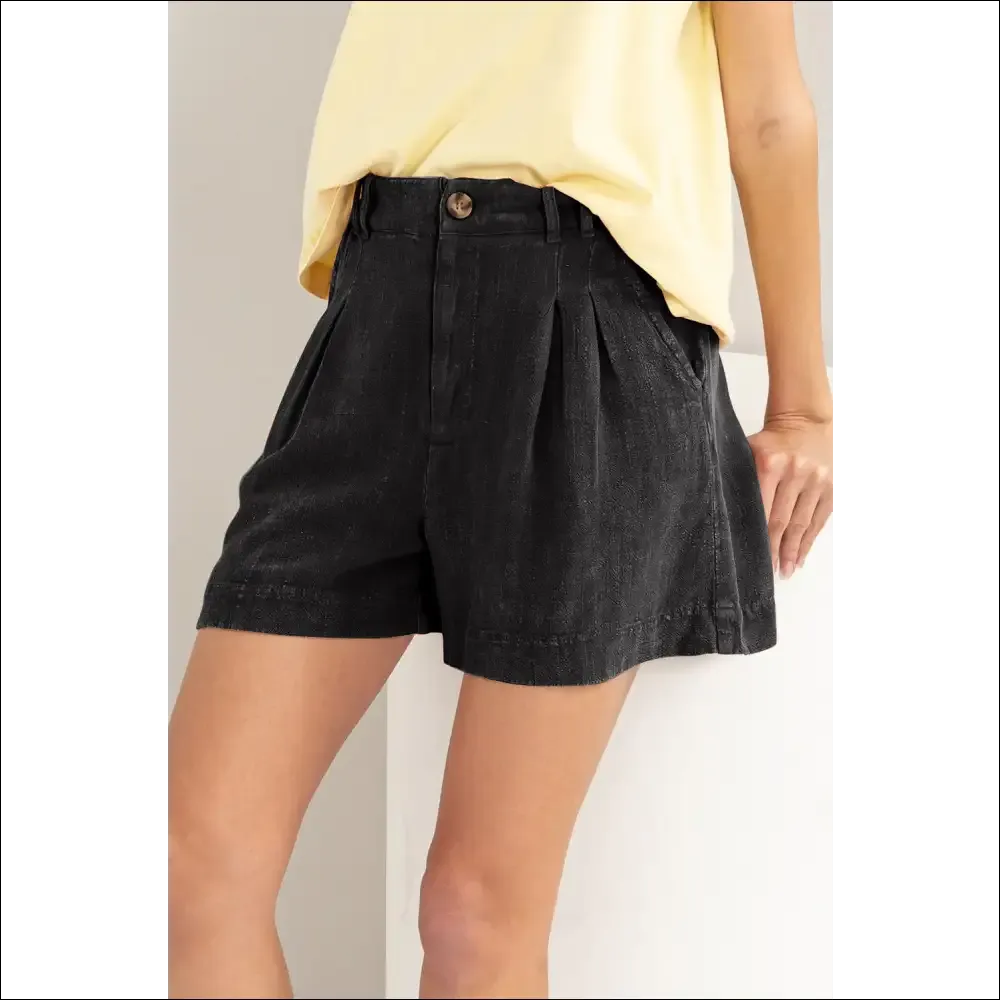 HYFVE High Waist Pleated Linen Shorts