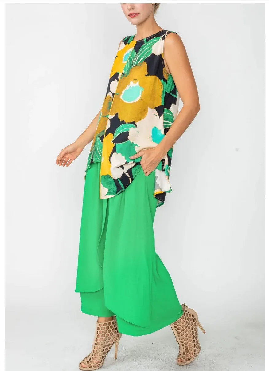 IC Collection 5872T Sleeveless Tunic Asymmetrical Layered Tank