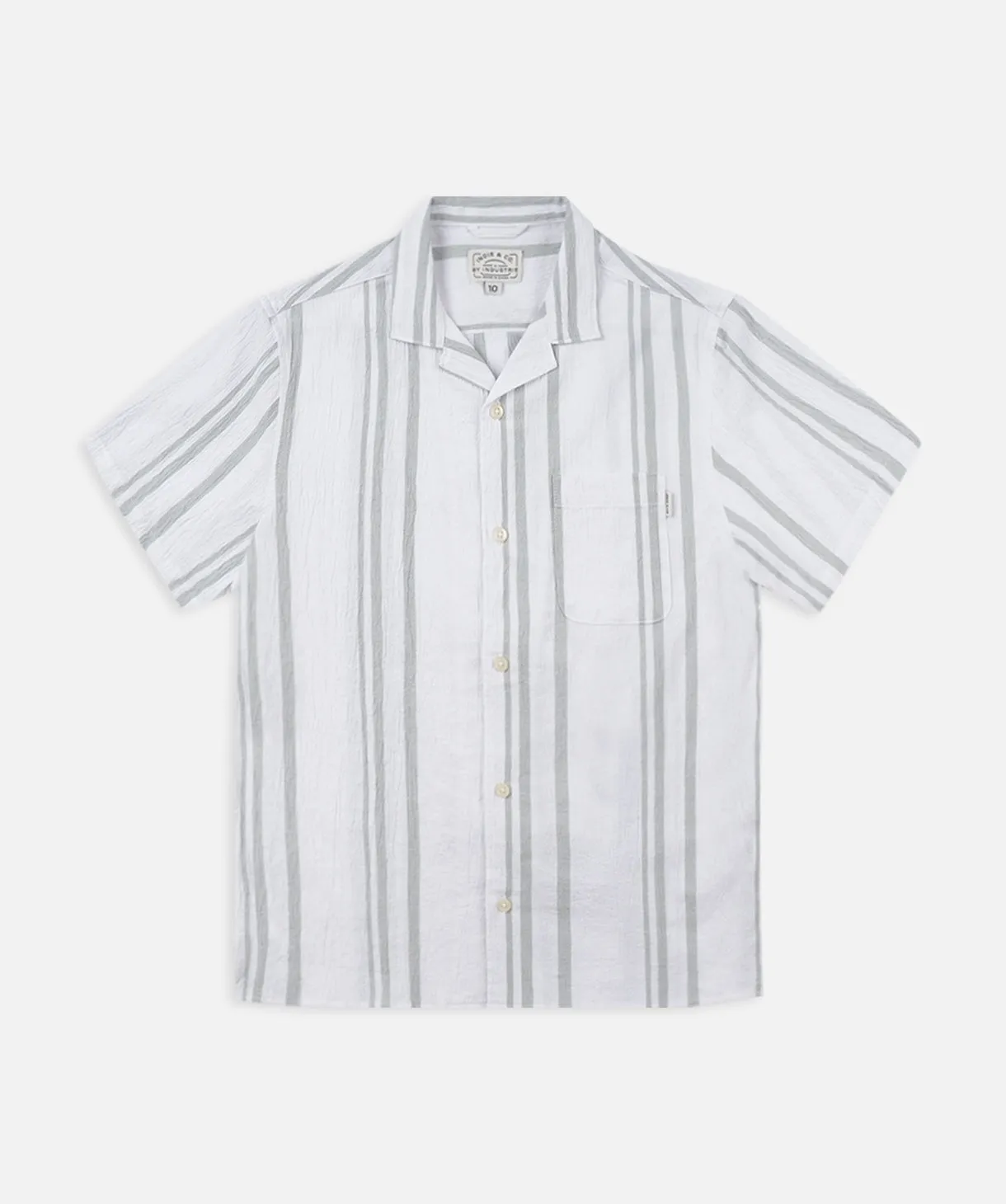 Indie Striped Magna Ss Shirt - Off White/Sage
