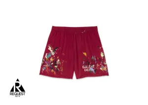 Insomnia Paint Splattered Jersey Shorts "Red"