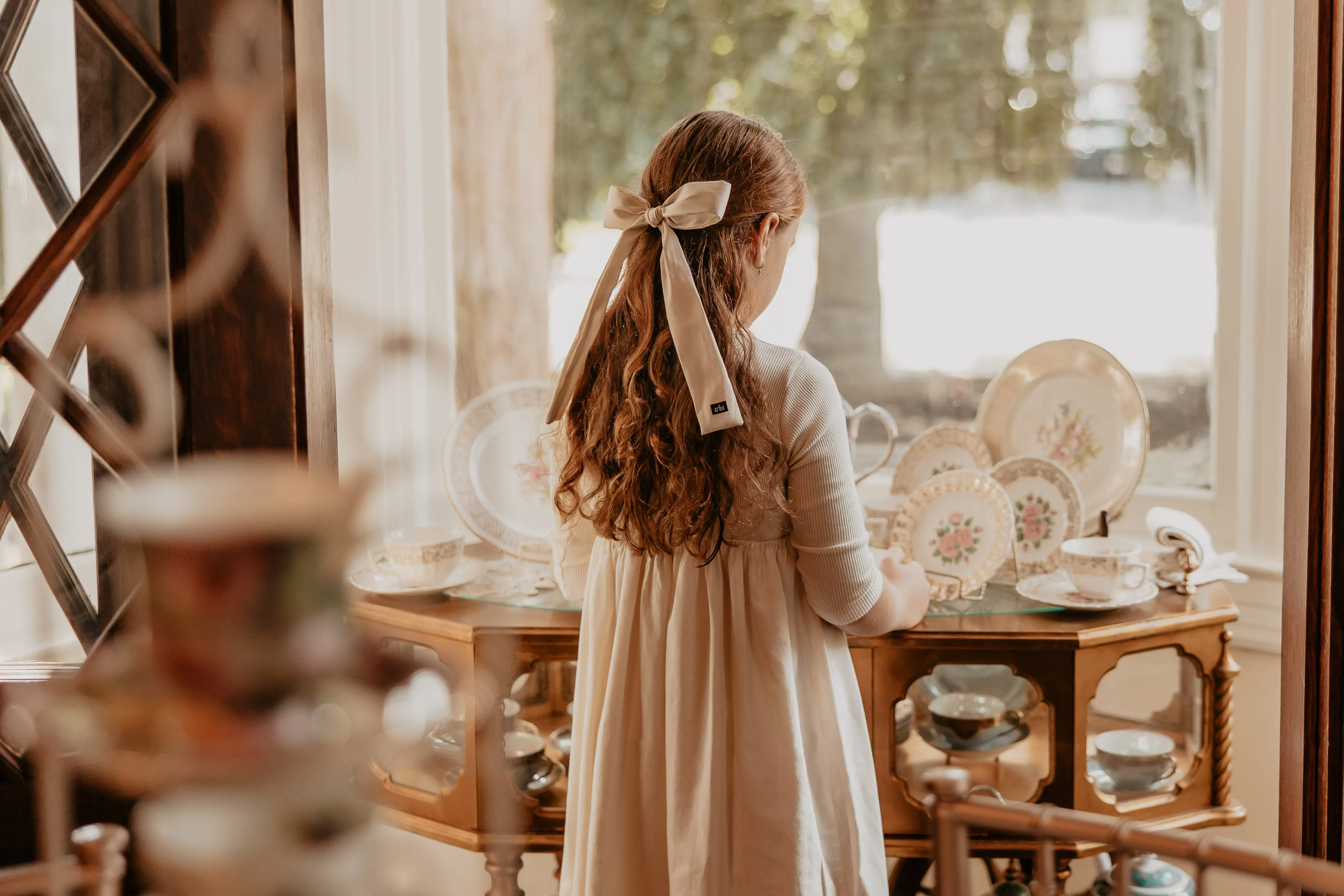 Ivory Silk Oversized Thin Bow