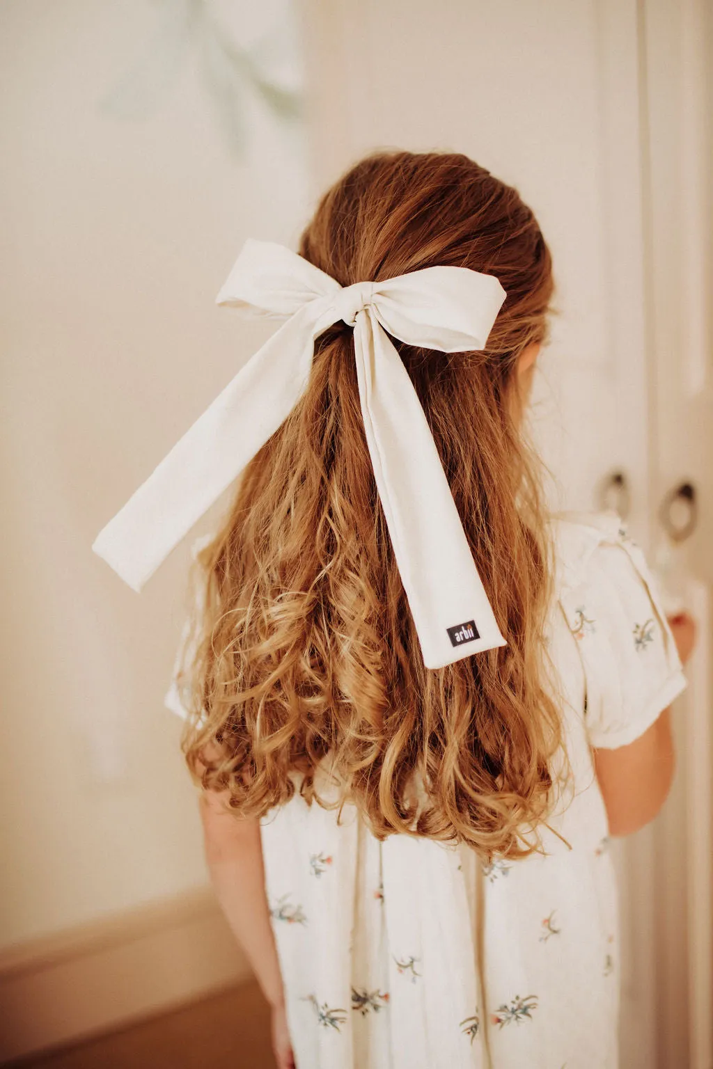 Ivory Silk Oversized Thin Bow