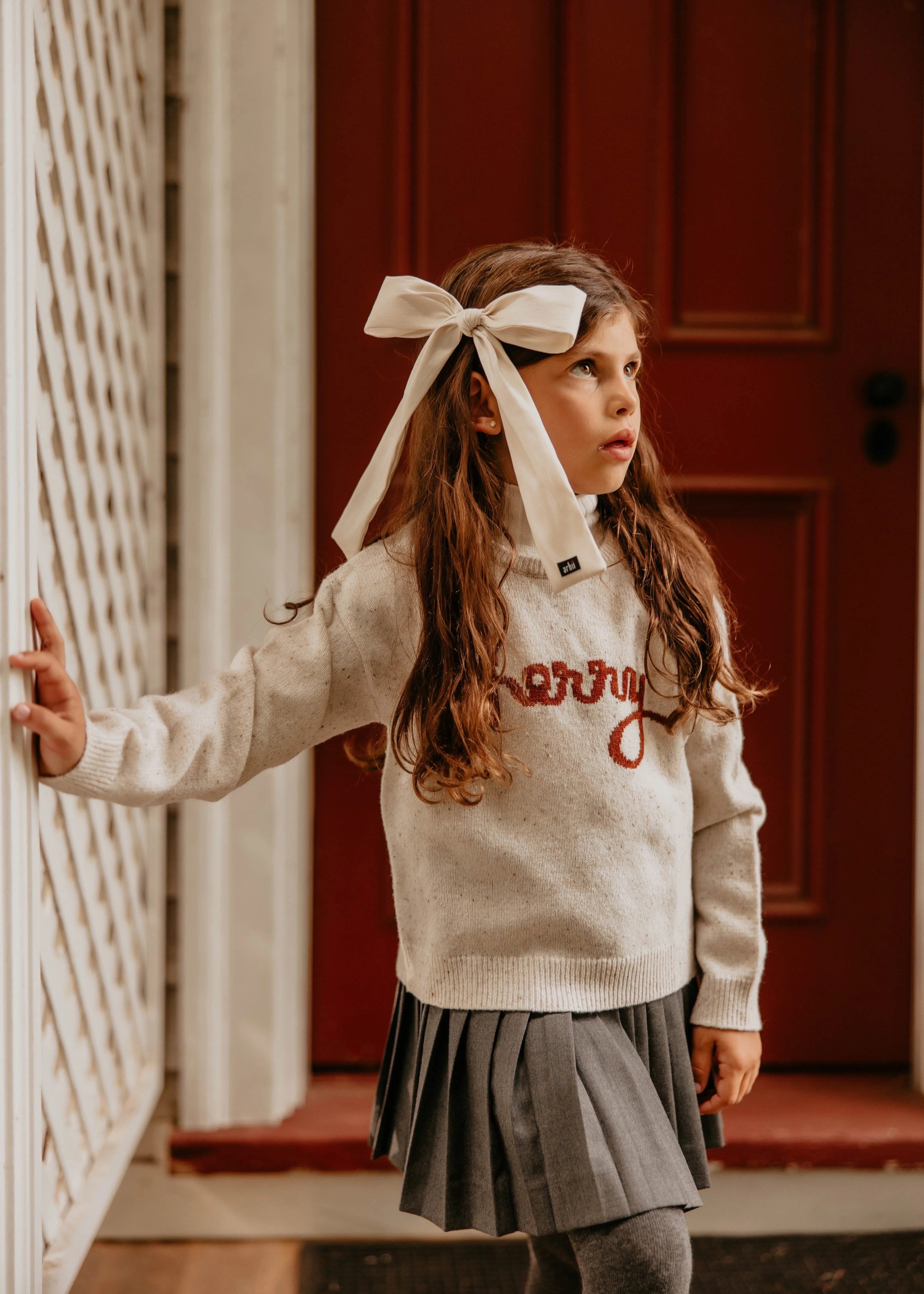 Ivory Silk Oversized Thin Bow