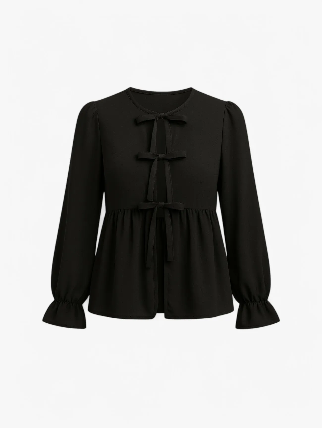 Jada | Women’s Long Sleeve Sheer Chiffon Tie Neck Blouse Top