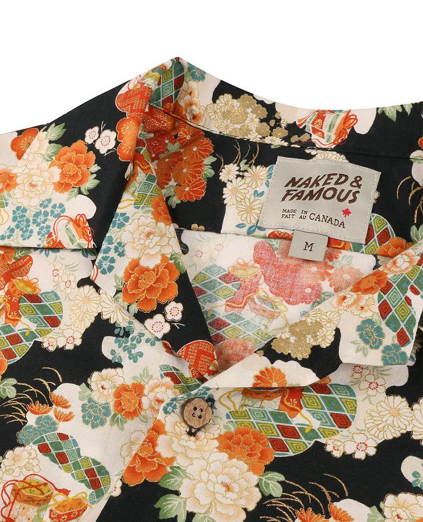 Japanese Aloha Festival Aloha Shirt Black