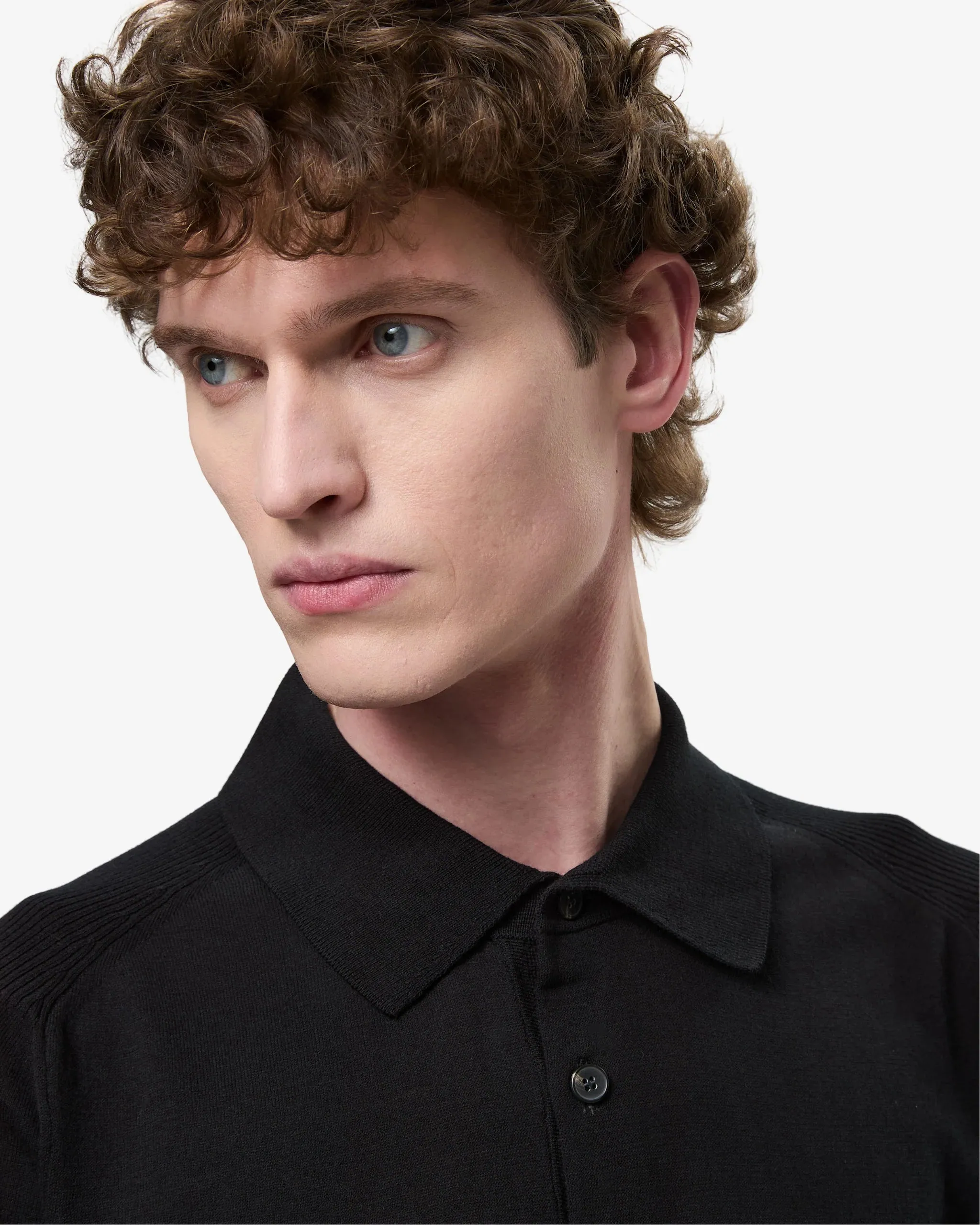 Jersey in FrescoFine with Side Slits and Black Lineated Buttons