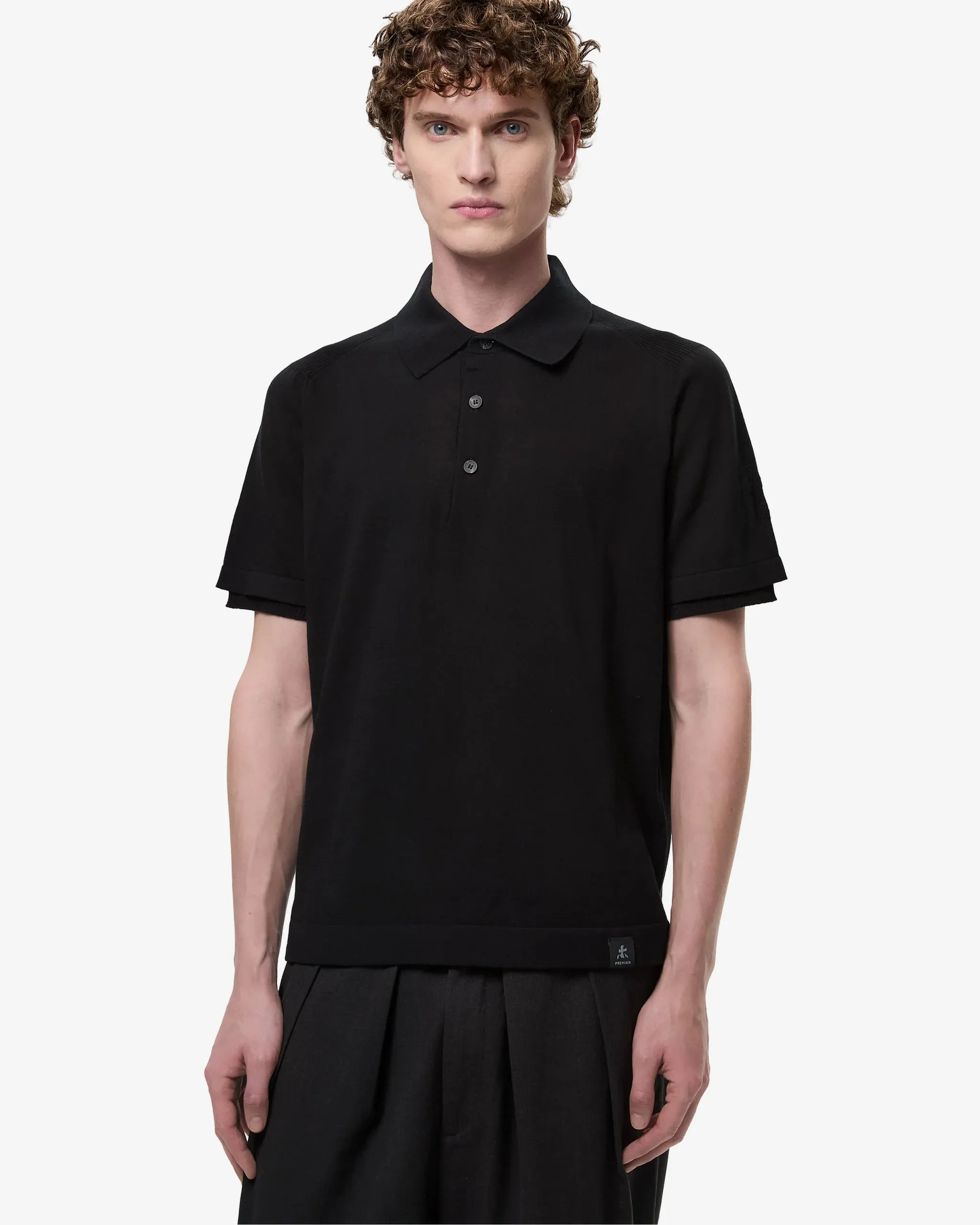 Jersey in FrescoFine with Side Slits and Black Lineated Buttons