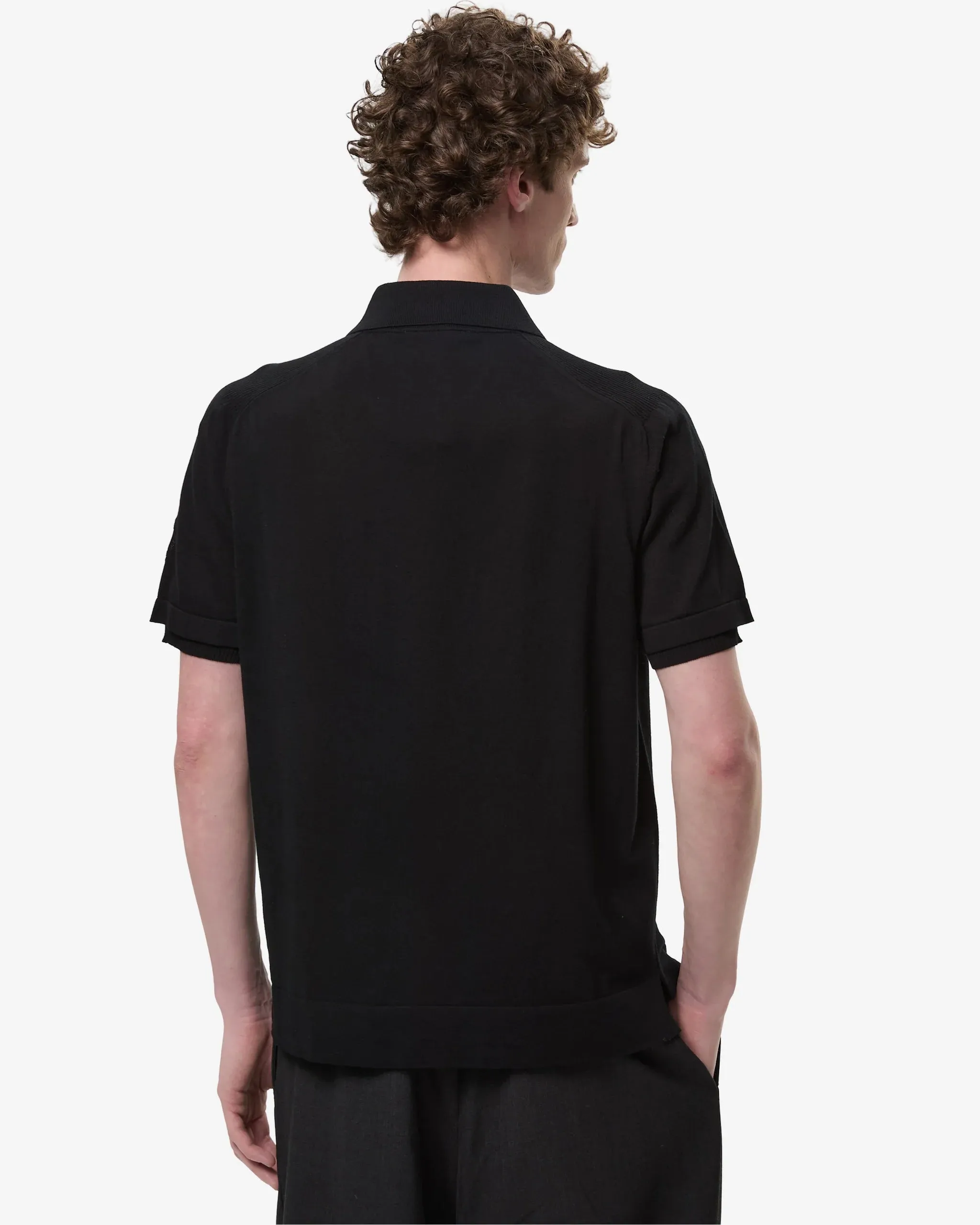 Jersey in FrescoFine with Side Slits and Black Lineated Buttons