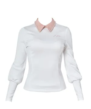 J.Jane Suede Pearl Collar T-Shirts (Pink)