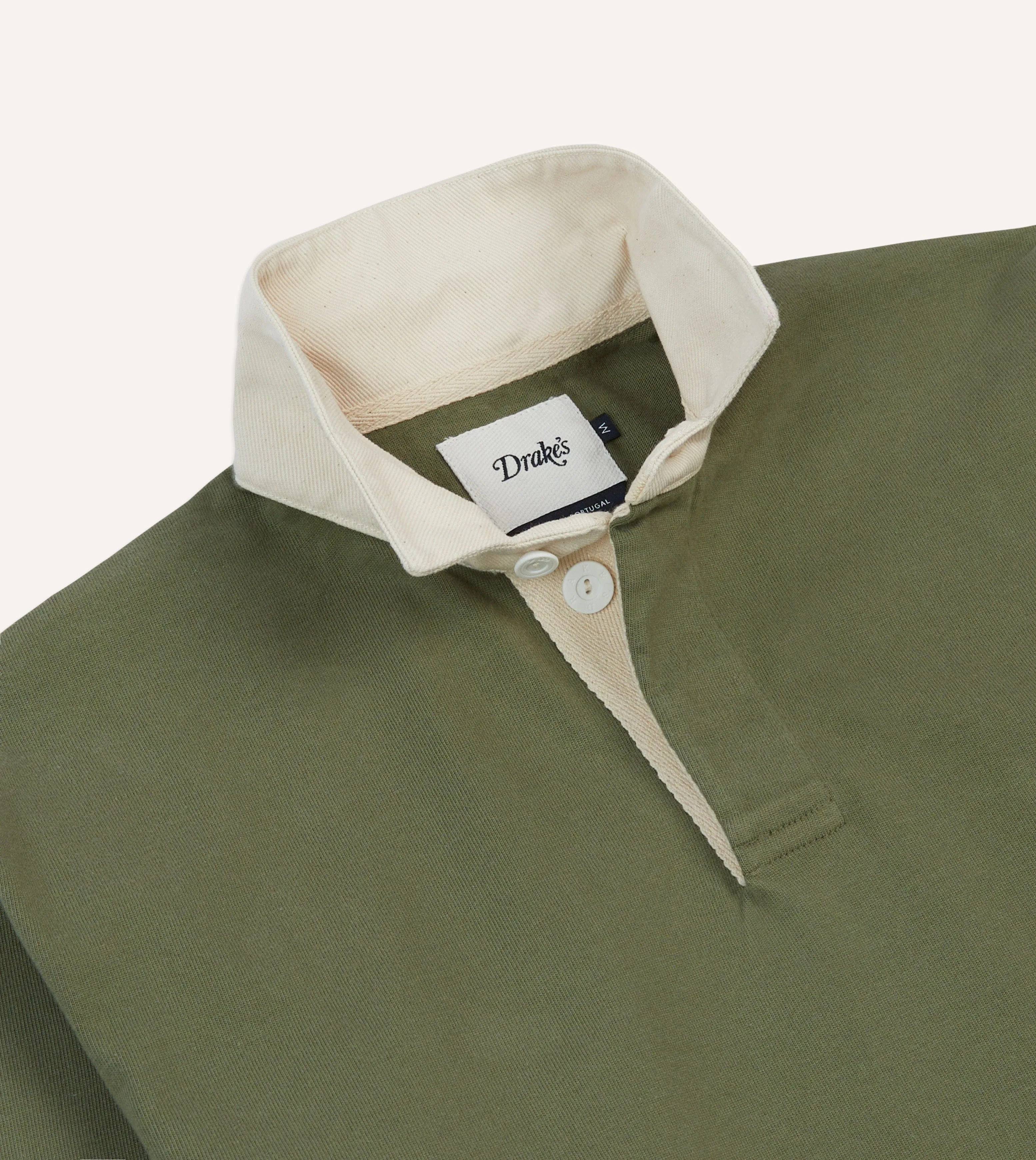 Khaki, Burgundy and Ecru Half Striped Cotton Rugby Shirt