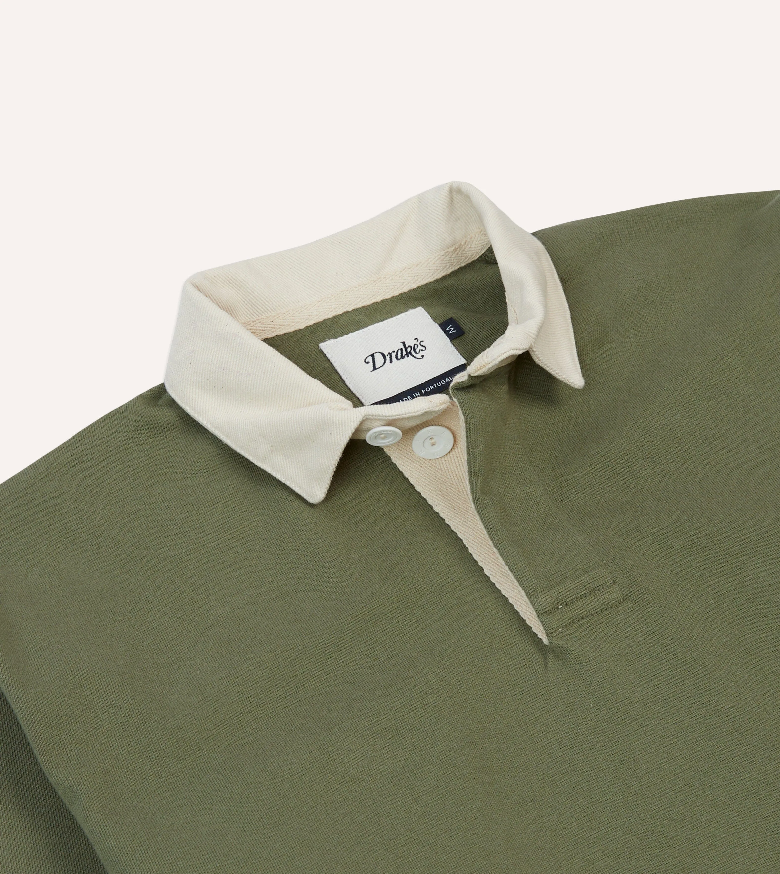 Khaki, Burgundy and Ecru Half Striped Cotton Rugby Shirt