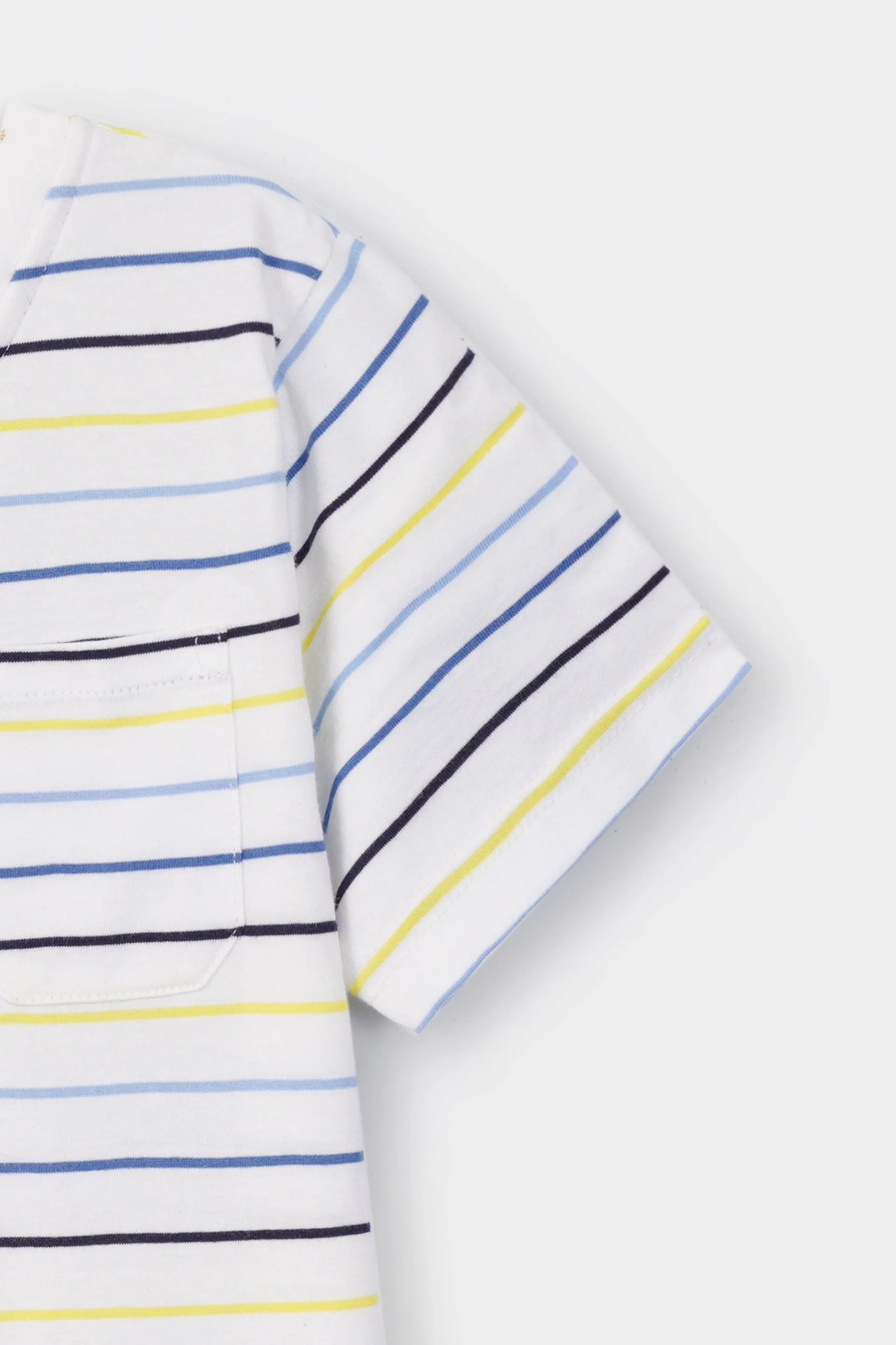 Kids Soft Cotton Horizontal Strip Henley Shirt