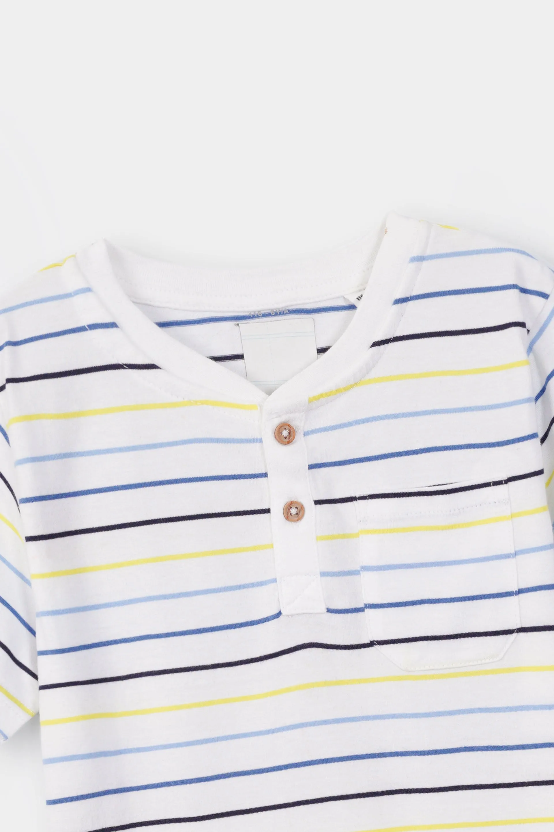 Kids Soft Cotton Horizontal Strip Henley Shirt
