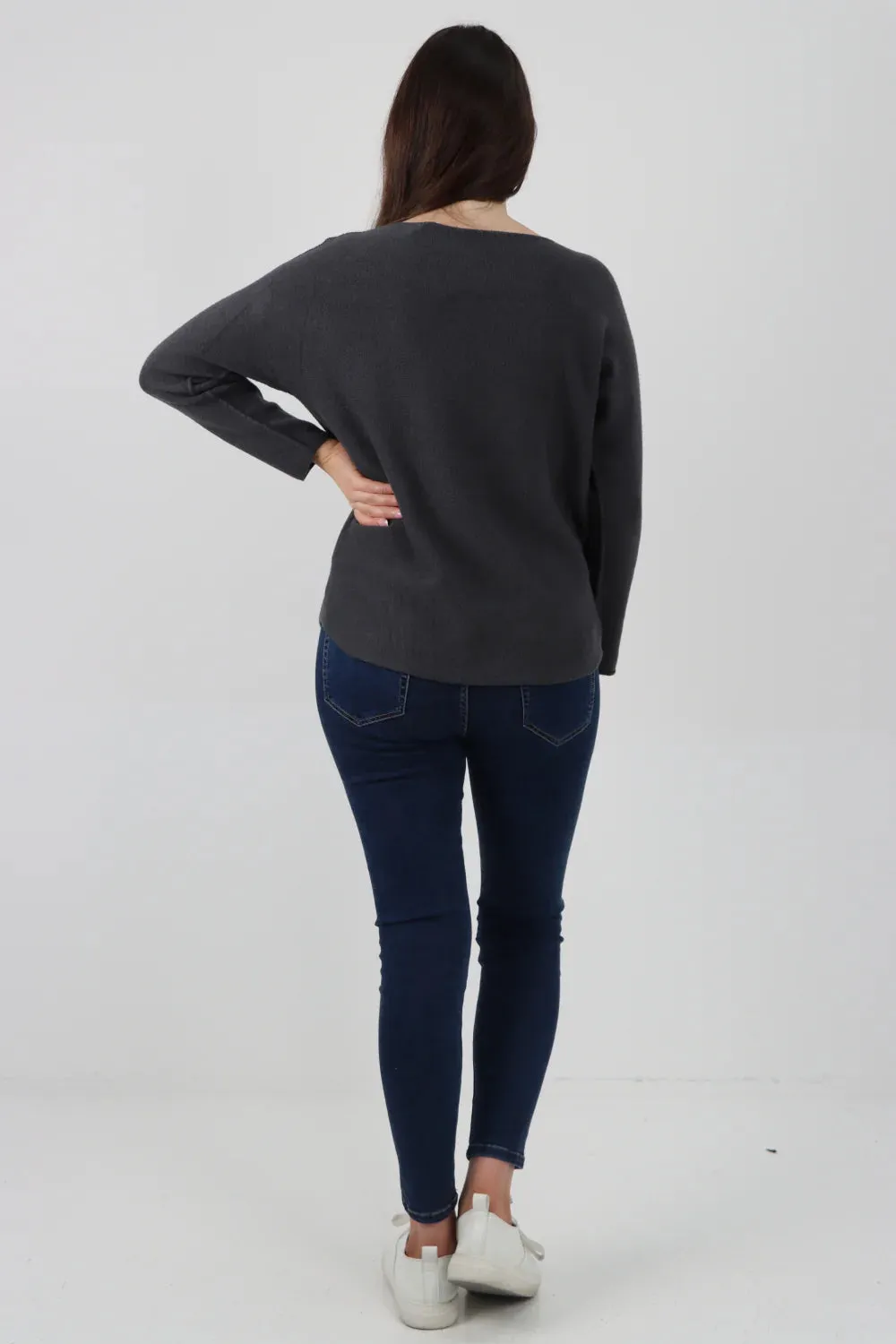 Knitted Jumper Round Neck Basic Sweater Top