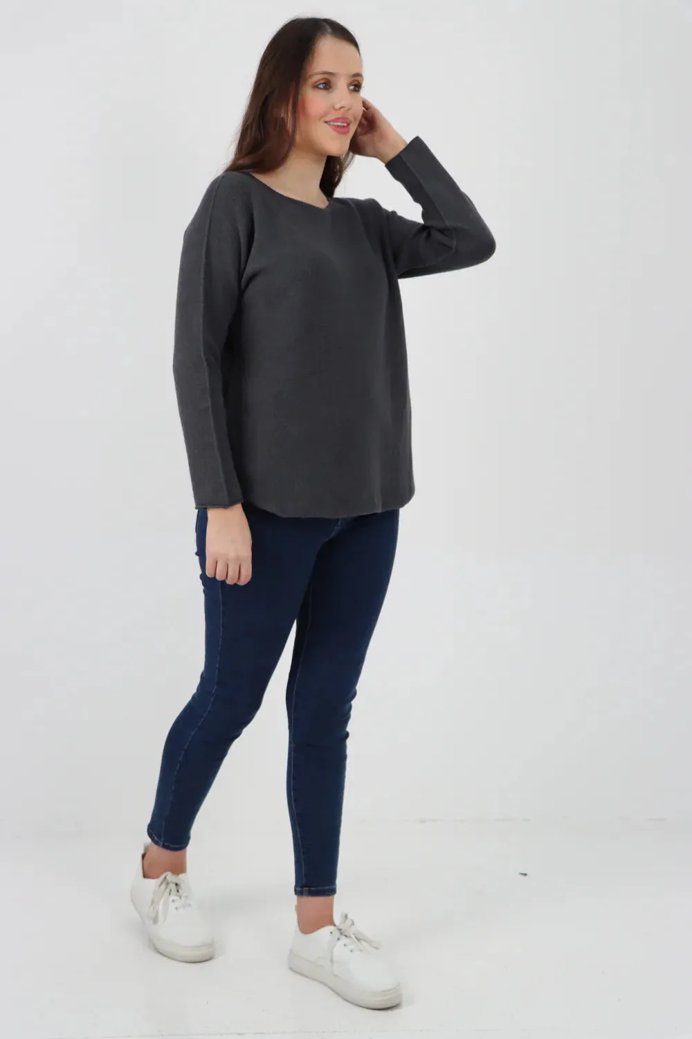 Knitted Jumper Round Neck Basic Sweater Top