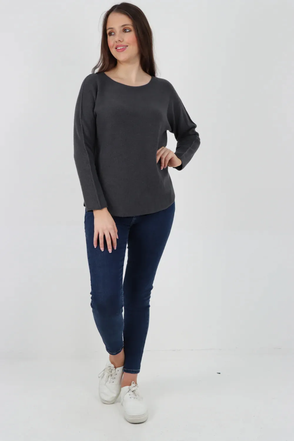 Knitted Jumper Round Neck Basic Sweater Top