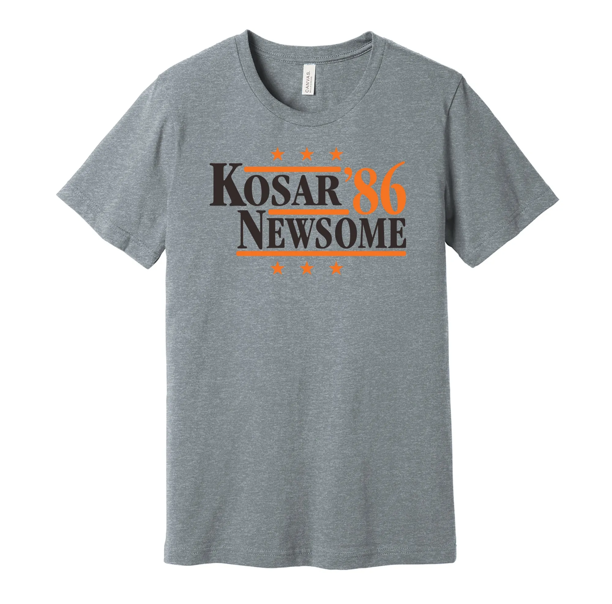 Kosar & Newsome '86 - Cleveland Football Legends Political Campaign Parody T-Shirt - Hyper Than Hype Shirts