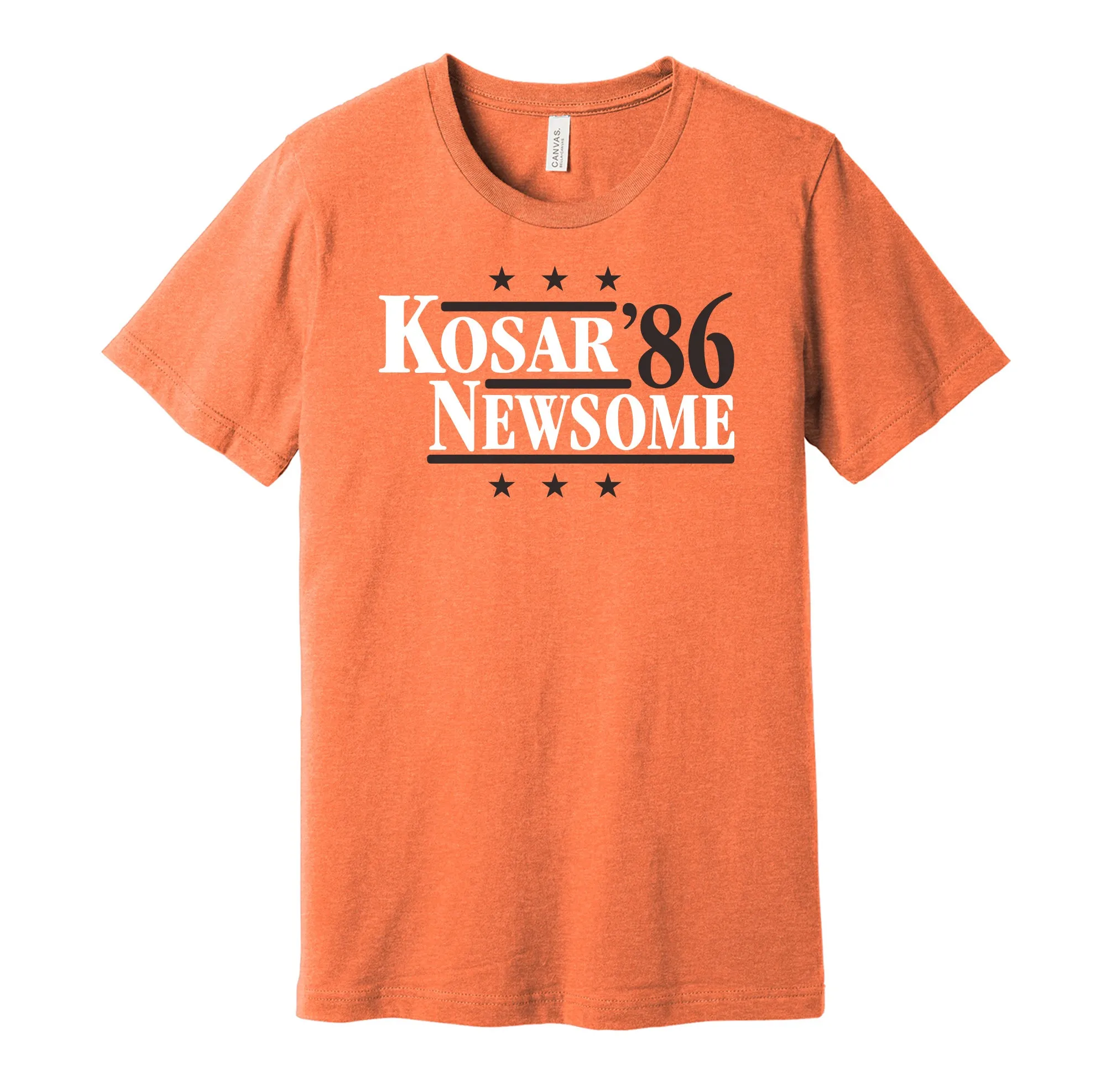 Kosar & Newsome '86 - Cleveland Football Legends Political Campaign Parody T-Shirt - Hyper Than Hype Shirts