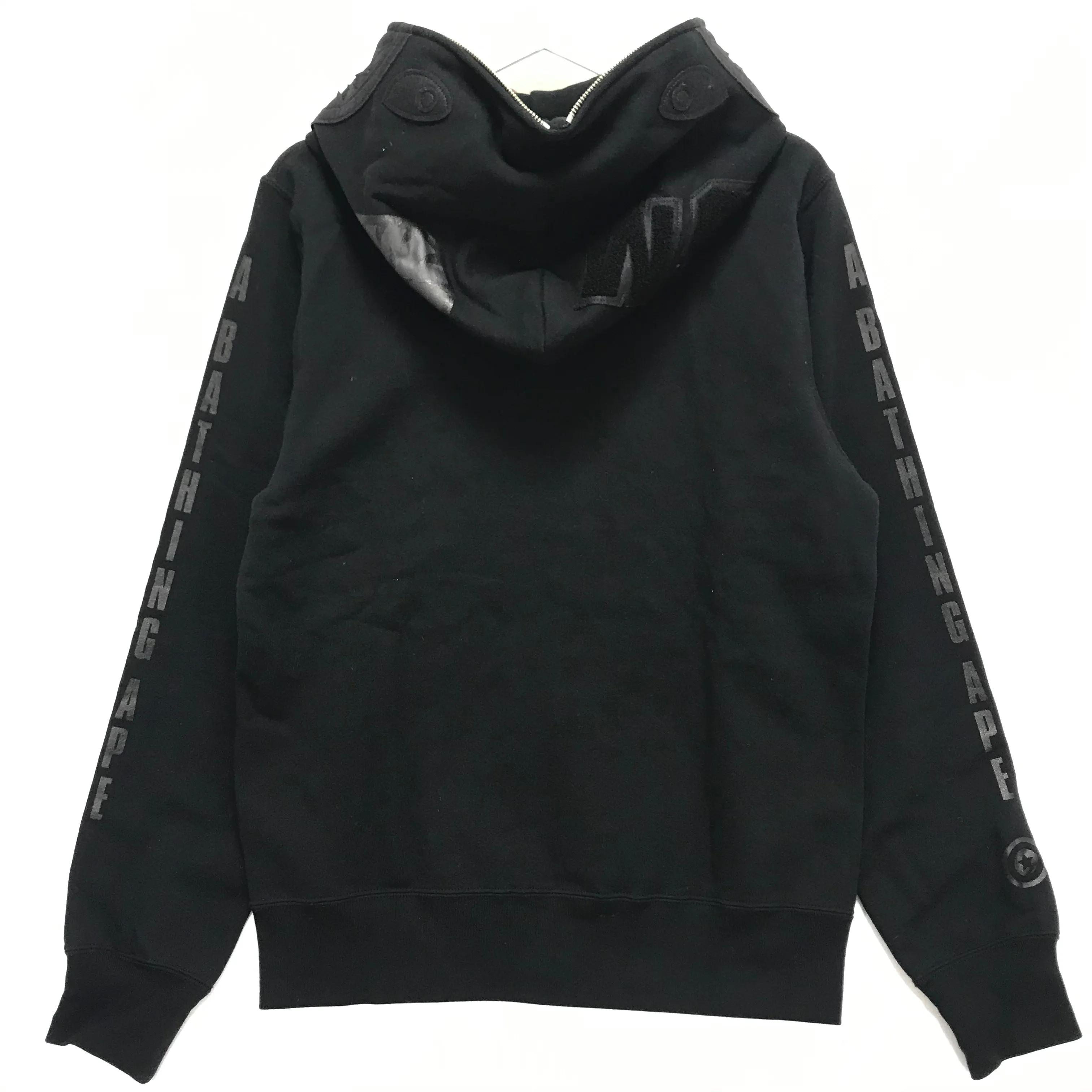 [L] DS! A Bathing Ape Bape Black Out WGM Full Zip Shark Hoodie