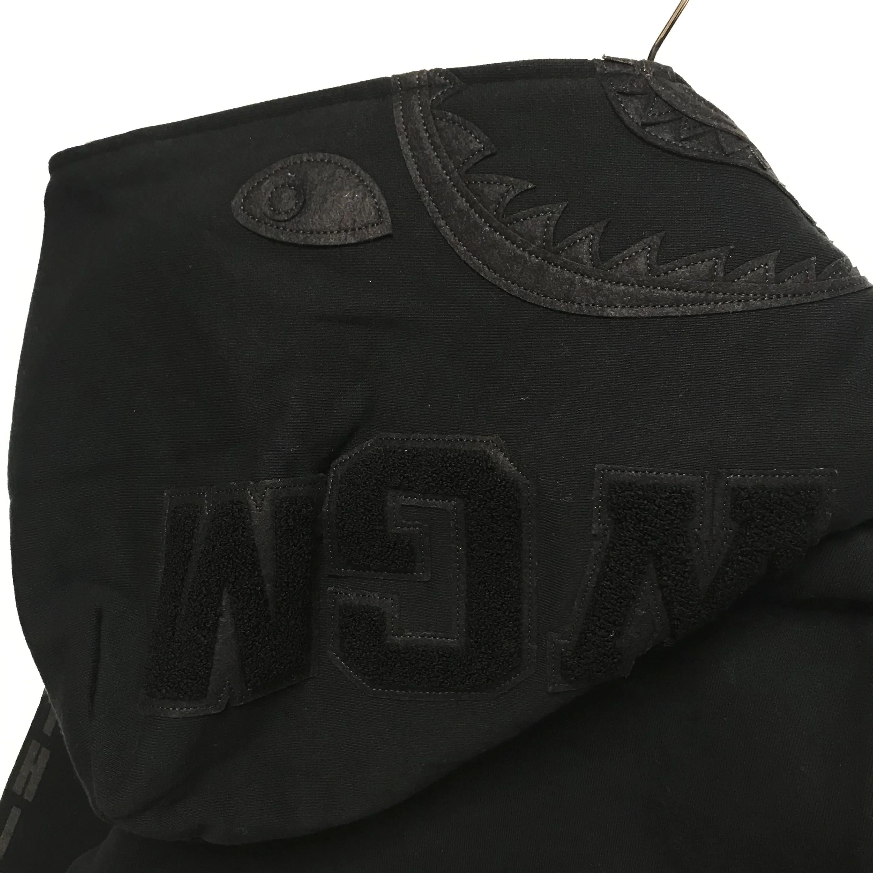 [L] DS! A Bathing Ape Bape Black Out WGM Full Zip Shark Hoodie