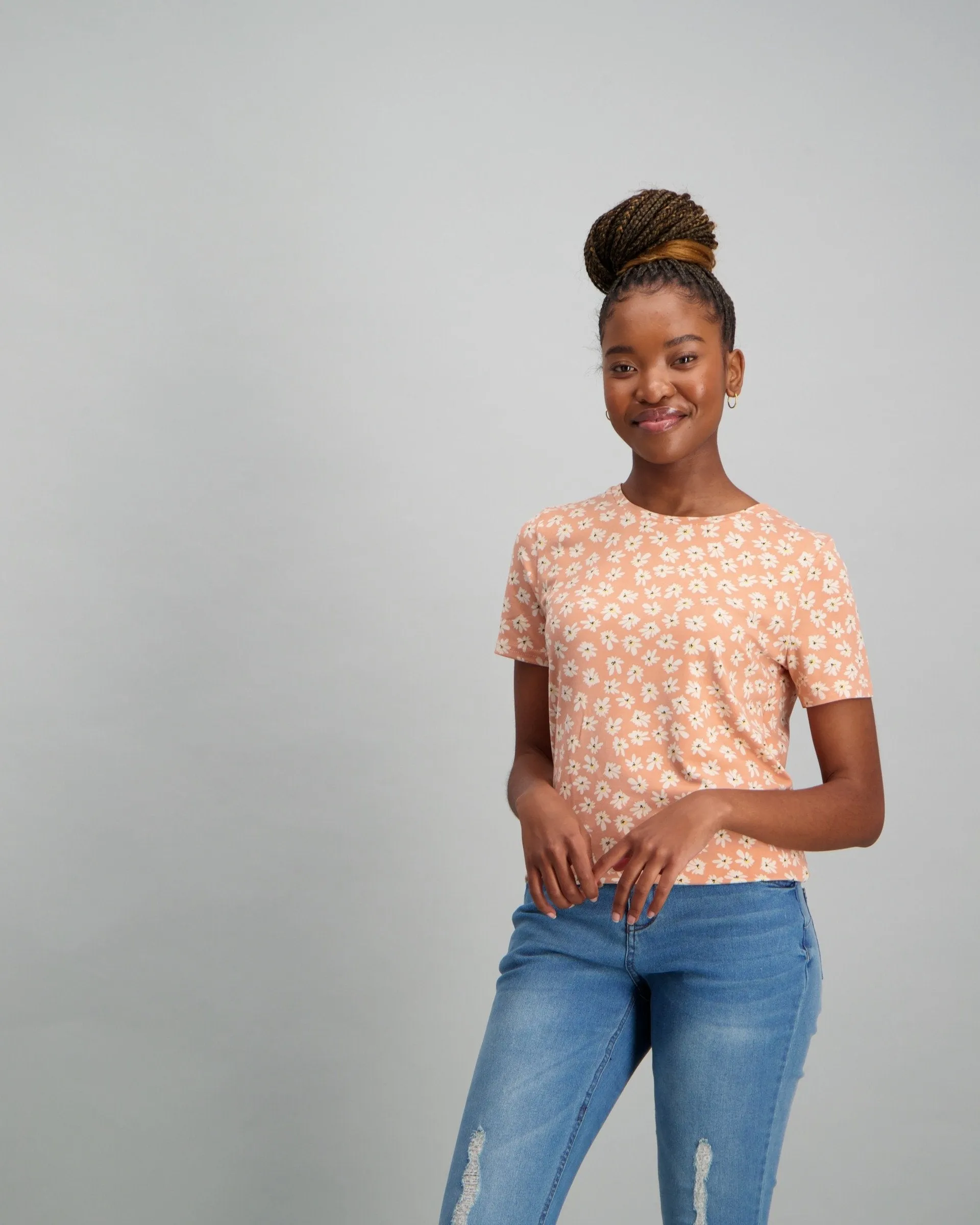 Ladies Floral T-Shirt - Blush